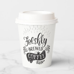 Gobelets En Papier Coupes De Café Fraîchement Brûlées