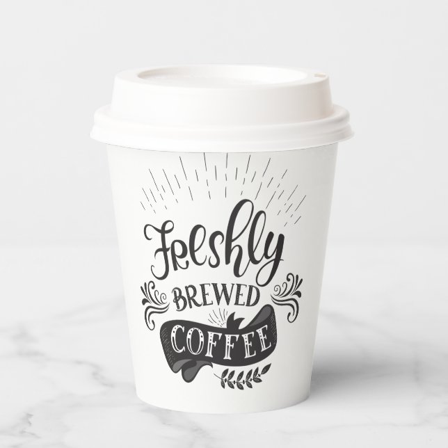 Gobelets En Papier Coupes De Café Fraîchement Brûlées (Recto)