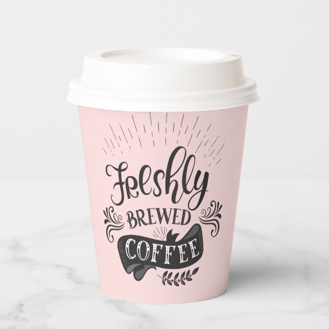 Gobelets En Papier Coupes De Café Fraîchement Brûlées (Recto)