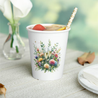 Gobelets En Papier Coupes de Champagne Florales de Jardin