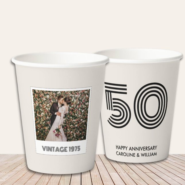 Gobelets En Papier Coupes de décoration personnalisées du 50e anniver (Personalized 50th Anniversary Decor Party Cups
)