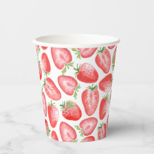 Gobelets En Papier Coupes de fête de fraises   Coupes d'anniversaire 