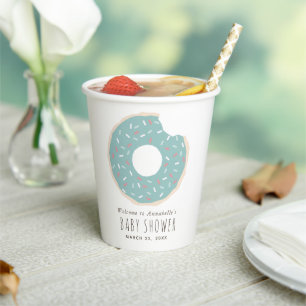 Gobelets En Papier Coupes de papier à Baby shower de Donut vert