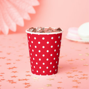Gobelets En Papier Coupes de papier à points polka rouge mignonnes