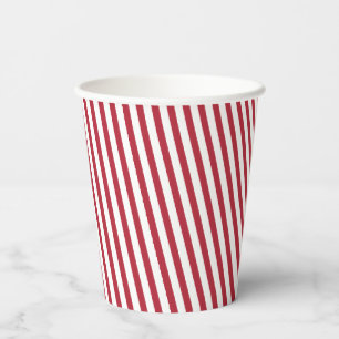 Gobelets En Papier Coupes de papier à rayures amusantes, rouges et b