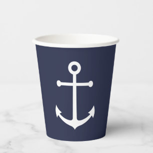 Gobelets En Papier Coupes de papier Ancre bleu marine moderne