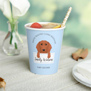 Gobelets En Papier Coupes de papier Baby shower Dachshund