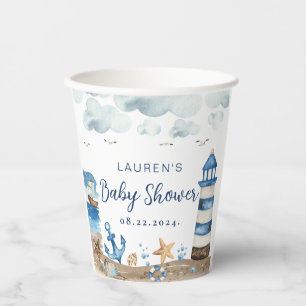 Gobelets En Papier Coupes de papier Baby shower nautique