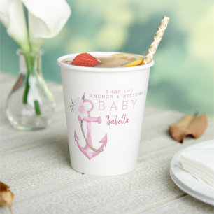 Gobelets En Papier Coupes de papier Baby shower nautique Ancho aqua