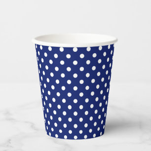 Gobelets En Papier Coupes de papier bleu et blanc Pois de la Marine