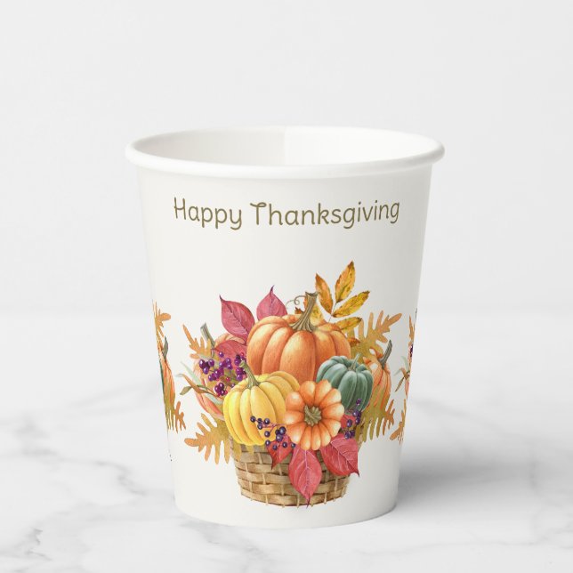 Gobelets En Papier Coupes de papier Citrouille Thanksgiving (Gauche)