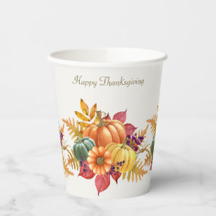 Gobelets En Papier Coupes de papier Citrouilles de Thanksgiving