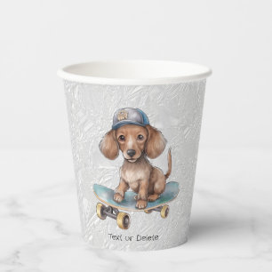 Gobelets En Papier Coupes de papier Dachshund aquarelle