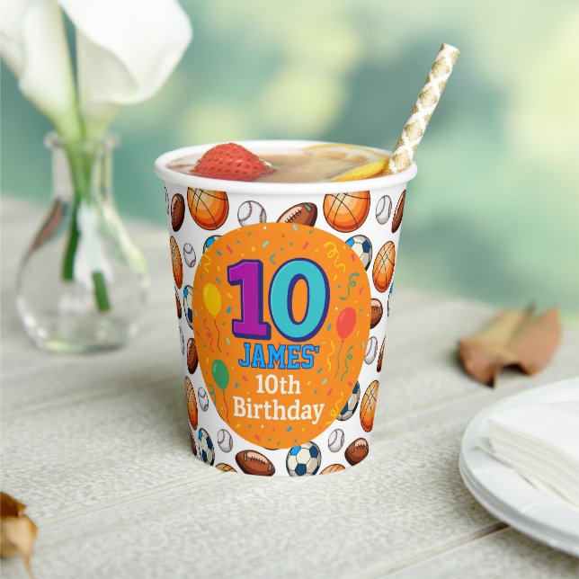 Gobelets En Papier Coupes de papier d'anniversaire de sport personnal (Insitu)