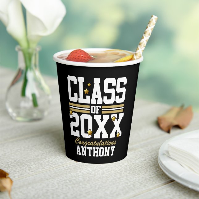 Gobelets En Papier Coupes de papier de classe Black|Gold (Insitu)