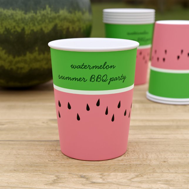Gobelets En Papier Coupes de papier d'été pour pastèque rose moderne (🍉 Perfect paper cup for your summer party. Watermelon is the official fruit of summer after all 🍉)