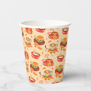 Gobelets En Papier Coupes de papier épicé Citrouille à l'automne