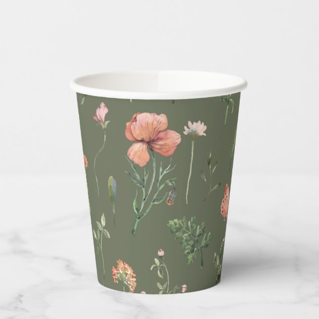 Gobelets En Papier Coupes de papier fleur sauvage (Gauche)