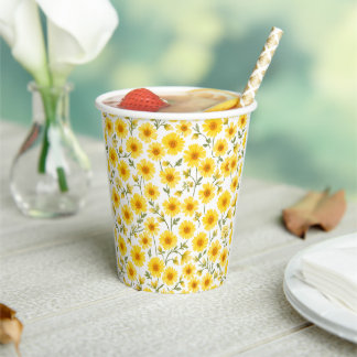 Gobelets En Papier "Coupes de papier floral ensoleillées - 8 oz, coup