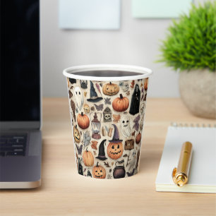 Gobelets En Papier Coupes de papier Halloween avec design Éffrayant