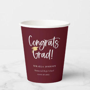 Gobelets En Papier Coupes de papier Jouer Script Graduation Party