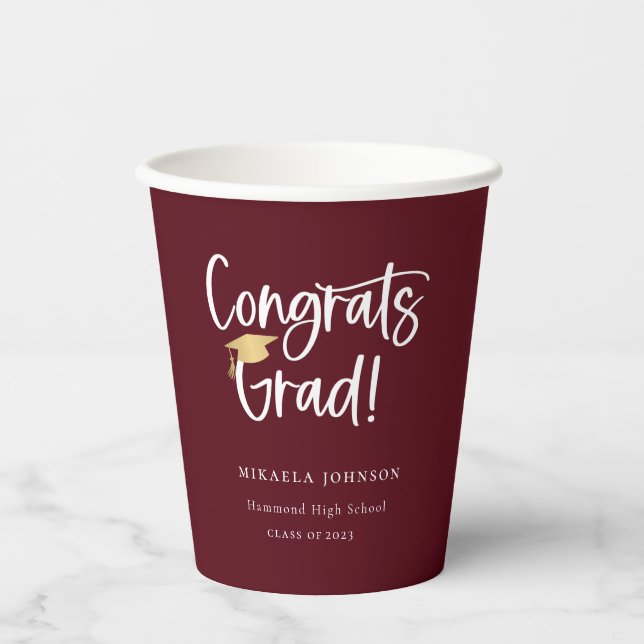 Gobelets En Papier Coupes de papier Jouer Script Graduation Party (Recto)