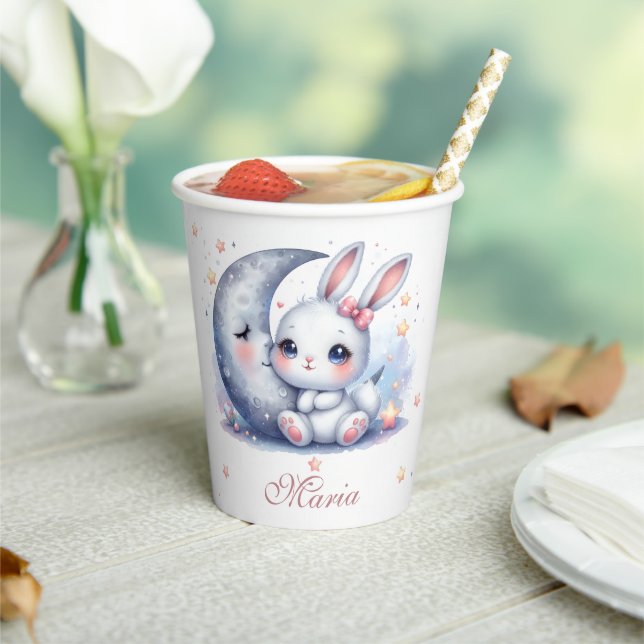 Gobelets En Papier coupes de papier lapin et argent lune (Insitu)