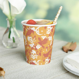 Gobelets En Papier Coupes de papier Motif d'Halloween couleur rustiqu