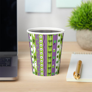 Gobelets En Papier Coupes de papier Motif d'Halloween violet vert