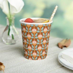 Gobelets En Papier Coupes de papier Motif Fleur Été Rétro