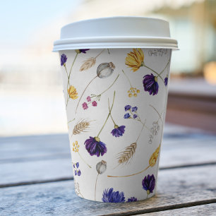 Gobelets En Papier Coupes de papier Motif Fleur sauvage d'été