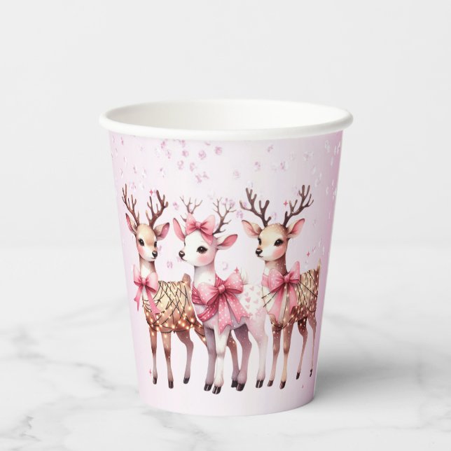 Gobelets En Papier Coupes de papier Noël Deer Holiday (Verso)