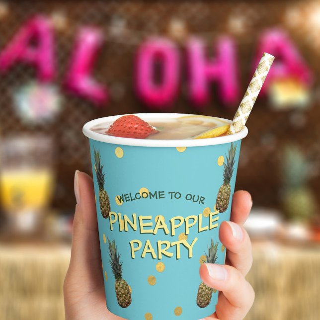 Gobelets En Papier Coupes de papier personnalisées à ananas (Aloha! Perfect pineapple paper cup for all your party needs!)