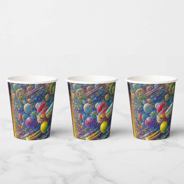 Gobelets En Papier Coupes de papier Space Race (Multi)