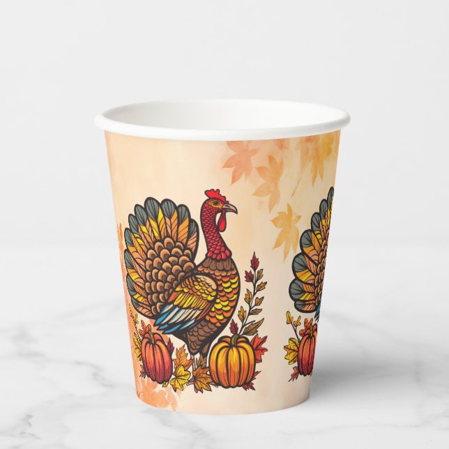Gobelets En Papier Coupes De Papier Thanksgiving Traditionnelles (Recto)