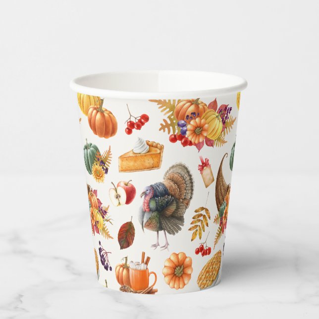 Gobelets En Papier Coupes De Papier Thanksgiving Traditionnelles (Gauche)