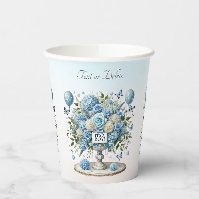 Gobelets En Papier Coupes de papier Vase Floral Bleu Blanc (Gauche)