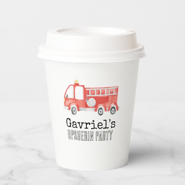 Gobelets En Papier Coupes de partie de camion-feu (Recto)