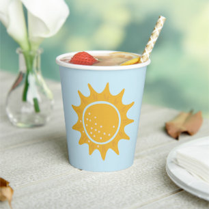 Gobelets En Papier Coupes de partie de piscine   Soleil