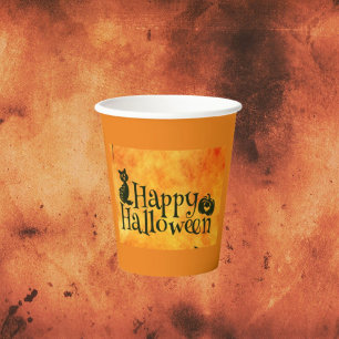 Gobelets En Papier Coupes éffrayantes en papier Halloween Chat Noir