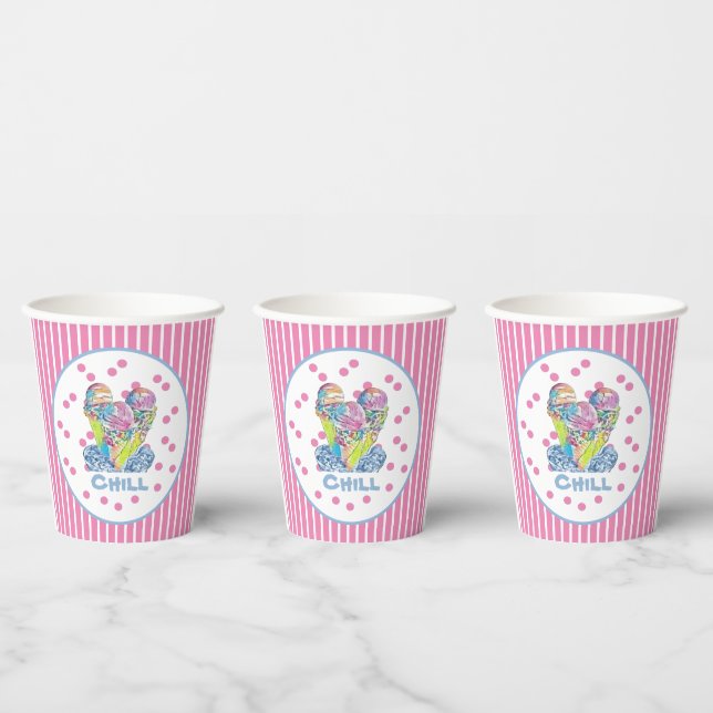 Gobelets En Papier Coupes en papier à froid glacé rose (Multi)