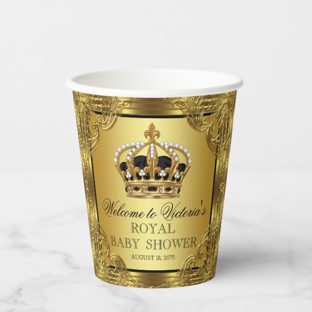 Gobelets En Papier Coupes en papier Baby shower Black Gold (Recto)