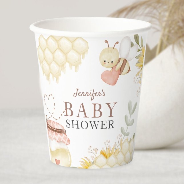 Gobelets En Papier Coupes en papier Baby shower d'abeilles (Créateur téléchargé)