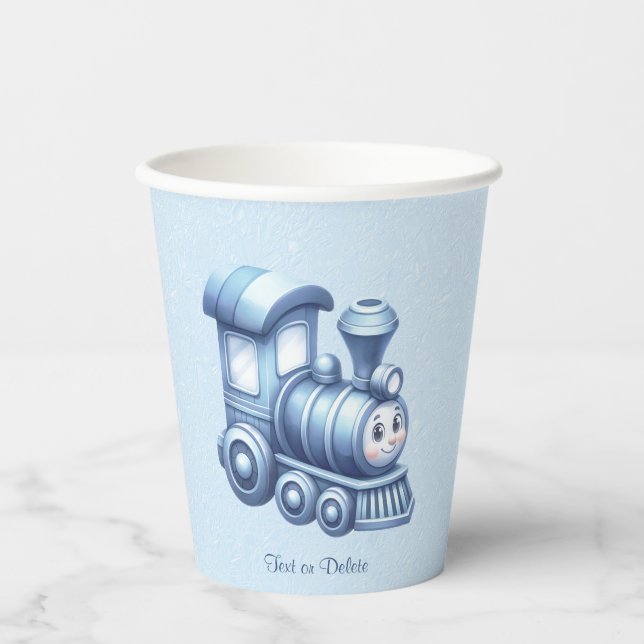 Gobelets En Papier Coupes en papier de train bleu (Recto)