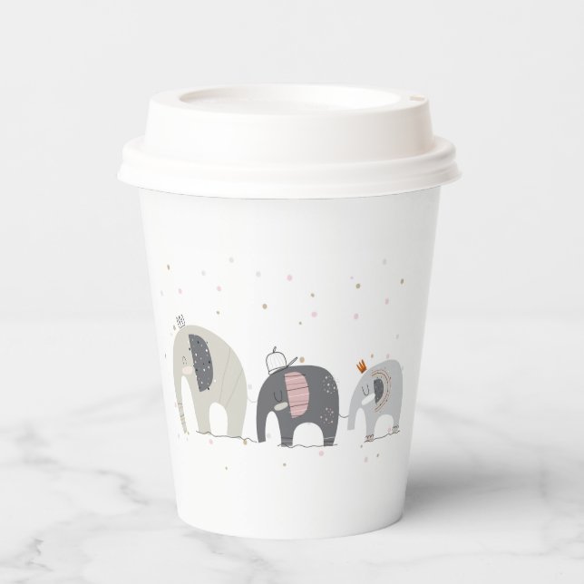 Gobelets En Papier Coupes en papier éléphants (Recto)