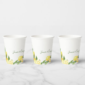 Gobelets En Papier Coupes en papier Mariage citron Aquarelle