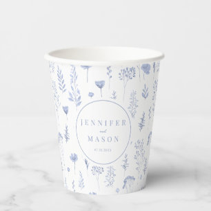 Gobelets En Papier Coupes en papier mariage fleur sauvage bleu clair