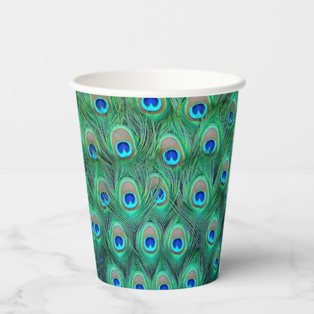 Gobelets En Papier Coupes en papier Peacock Feather (Verso)