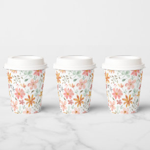 Gobelets En Papier Coupes en papier peintes de fleurs