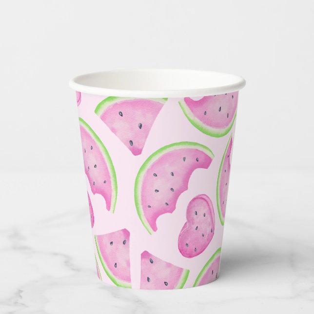Gobelets En Papier Coupes en papier Pink Watermelon - fête d'été (Verso)